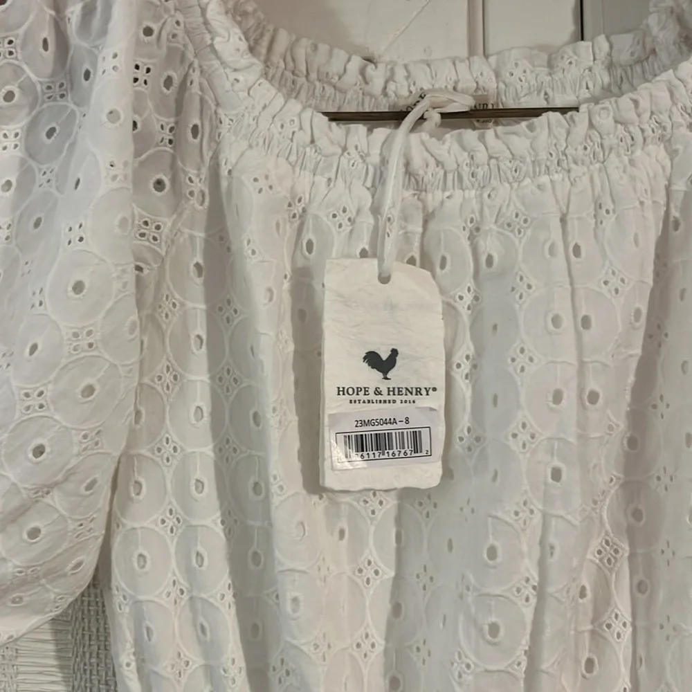 Hope and Henry eyelet puff sleeve romper size 8 NWT